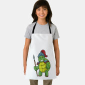 Turtle as Warrior with Spear & Helmet エプロン (インサイチュ)