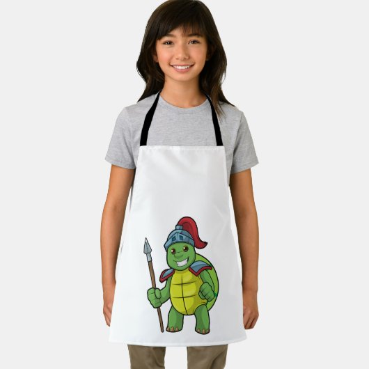 Turtle as Warrior with Spear & Helmet エプロン (インサイチュ)