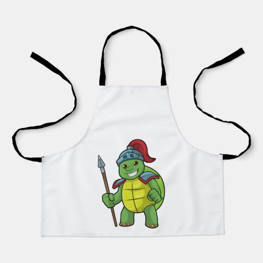 Turtle as Warrior with Spear & Helmet エプロン (正面)
