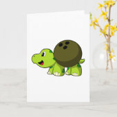 Turtle at Bowling with Bowling ball カード (黄色い花)