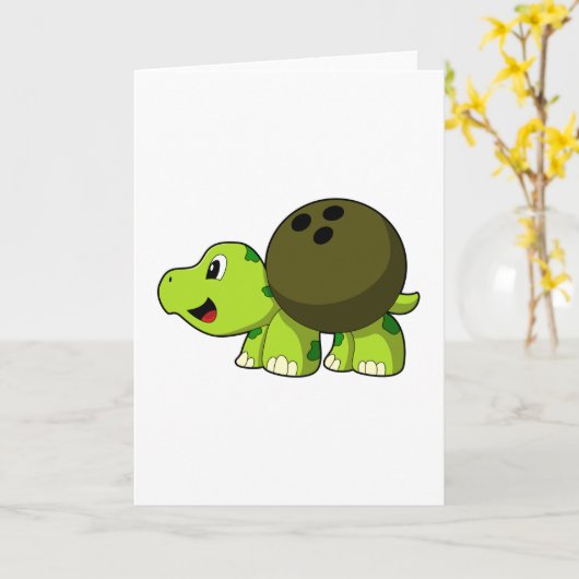 Turtle at Bowling with Bowling ball カード (黄色い花)