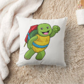 Turtle at Flying with Rocket クッション (ブランケット)