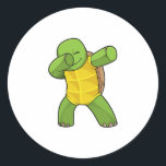 Turtle at Hip Hop Dance Dab ラウンドシール<br><div class="desc">This design is the perfect gift for a birthday,  Christmas and other celebrations. It is suitable for women,  men and kids.</div>