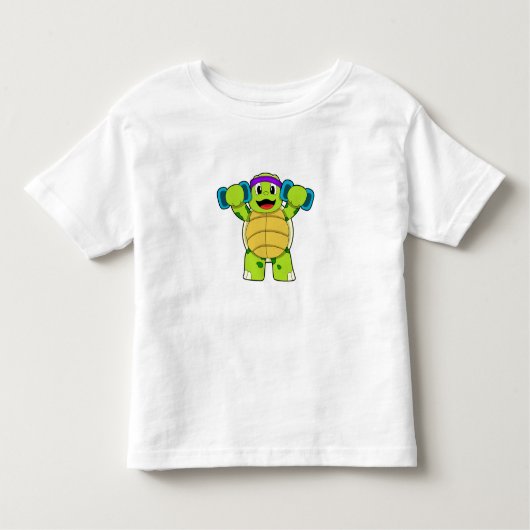Turtle at Strengthトレーニングとダンベル トドラーTシャツ (正面)