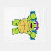 Turtle at Strengthトレーニングとダンベル フリースブランケット (正面(横))