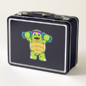 Turtle at Strengthトレーニングとダンベル メタルランチボックス (裏面)