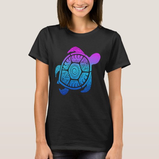 Turtle Back Mandala Carapace Turtle Swimming Tシャツ (正面)