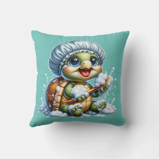 "Turtle Bath Time Fun" クッション (裏面)