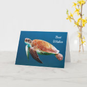 Turtle Blue Water Sea Photo 結婚's カード (黄色い花)