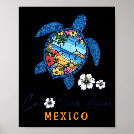 Turtle Cabo San Lucas Mexico Vacation Summer Men W ポスター (正面)