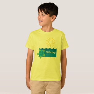 Turtle Chillaxingデザイン – キッズベーシックTシャツ Tシャツ