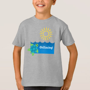 Turtle Chillaxingデザイン – キッズベーシックTシャツ Tシャツ