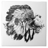 Turtle Clan – Native American Fine Black and White タイル (正面)