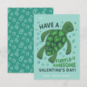 Turtle Classroom Valentineの交換カード 招待状 (正面/裏面)
