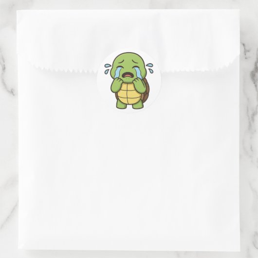 Turtle crying  ラウンドシール (バッグ)