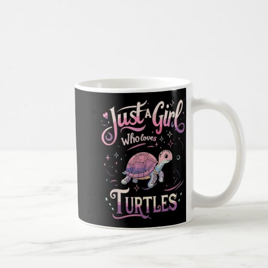 Turtle Cute Girl Men Women S コーヒーマグカップ (右)