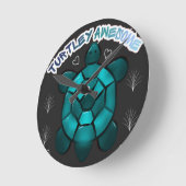  Turtle Cute Pun Funny Animal Gift ラウンド壁時計 (傾斜)