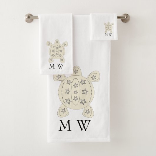Turtle Design Monogrammed バスタオルセット (インサイチュ)