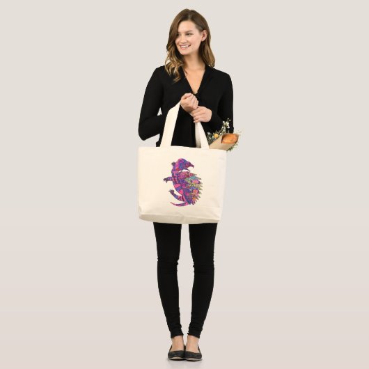 Turtle design (Womens) ラージトートバッグ (正面(モデル))