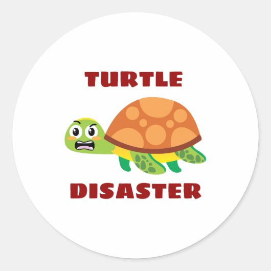 Turtle Disaster Turtle Pun ラウンドシール (正面)