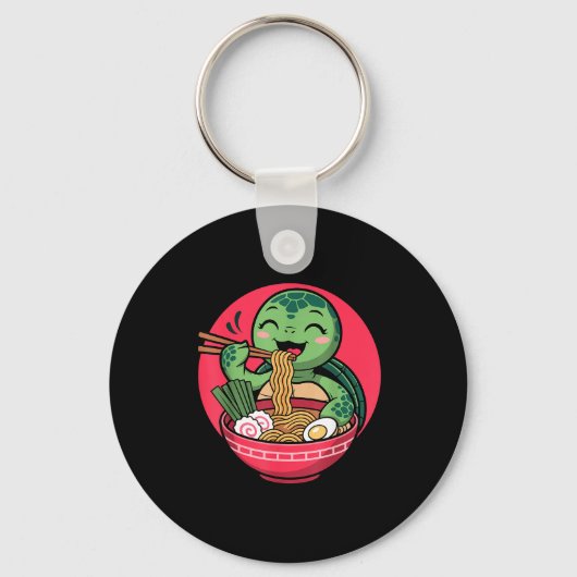 Turtle Eating Ramen Kawaii Turtle Japanese Kawaii  キーホルダー (正面)