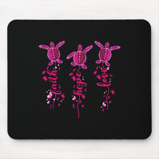 Turtle Faith Hope Love Pink Ribbon Breast Cancer A マウスパッド (正面)