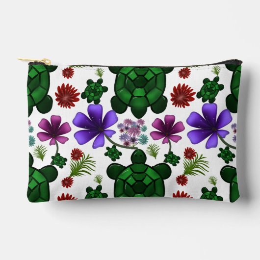Turtle floral pattern  アクセサリーポーチ (正面)