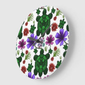 Turtle floral pattern  ラージ壁時計 (傾斜)