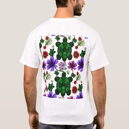 Turtle floral pattern  tシャツ (裏面)