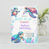 Turtle girl party theme invitation 招待状 (スタンド正面)