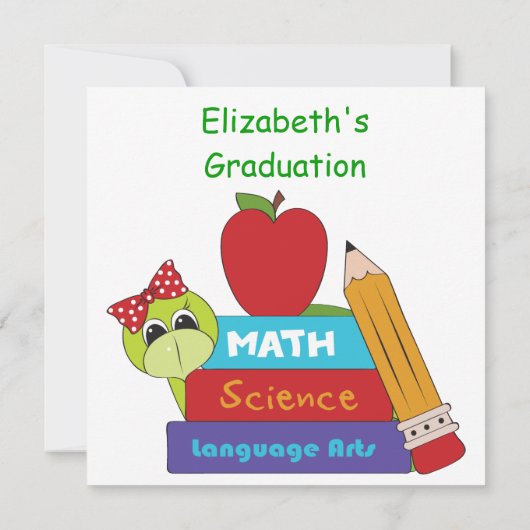 Turtle Graduation Announcement緑の女性 招待状 (裏面)