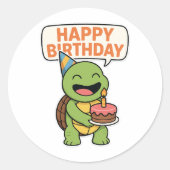 Turtle Happy Birthday  ラウンドシール (正面)