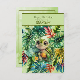 Turtle Happy Birthday To a Special Grandson カード