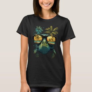 Turtle Hawaiian Sea Turtles Hawaii Beach Palm Tree Tシャツ