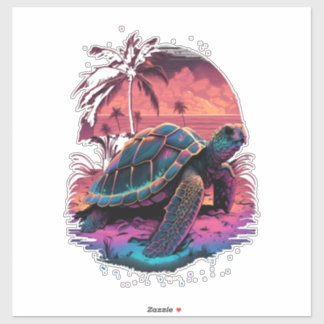 Turtle Hawaiian Sea Turtles Hawaii Beach Sunset Co シール
