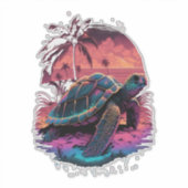 Turtle Hawaiian Sea Turtles Hawaii Beach Sunset Co シール (正面)