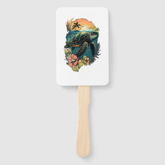 Turtle Hawaiian Sea Turtles Hibiscus Flower Copy C ハンドファン