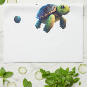 turtle in space キッチンタオル (折り畳み)