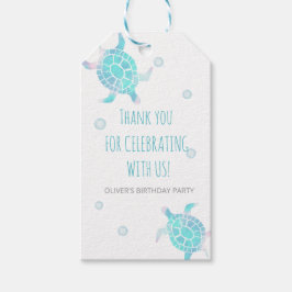 Turtle Kids Under The Sea Watercolor Pastel Party ギフトタグ