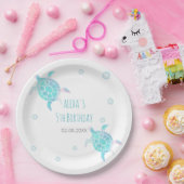 Turtle Kids Under The Sea Watercolor Pastel Party ペーパープレート (パーティー)