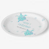 Turtle Kids Under The Sea Watercolor Pastel Party ペーパープレート (アングル)