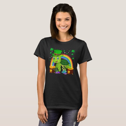 Turtle Leprechaun Hat Turtle Rainbow St Patrick's  Tシャツ (正面フル)