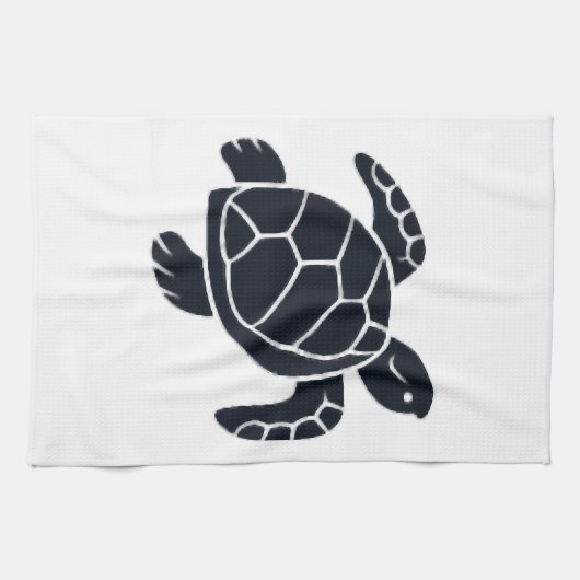 Turtle Logo Emblem Red-Eared Slider Tortoise Copy キッチンタオル (横)