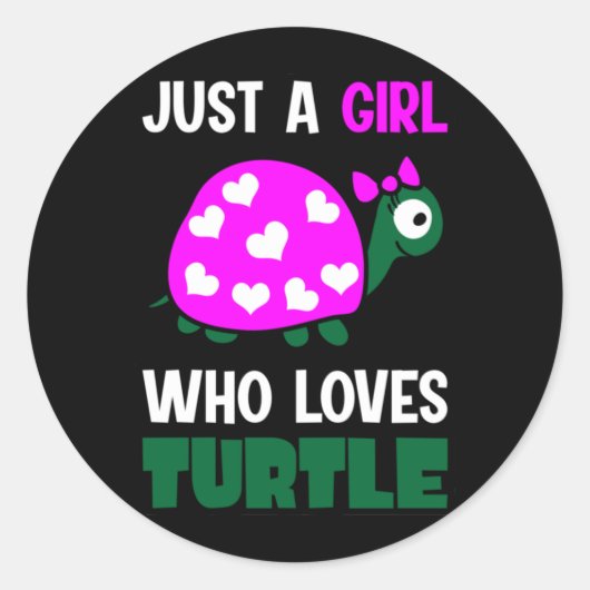 Turtle Lover | A Girl Who Loves Turtles ラウンドシール (正面)
