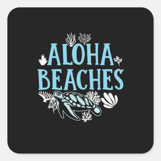 Turtle Lover | Aloha Beaches スクエアシール (正面)