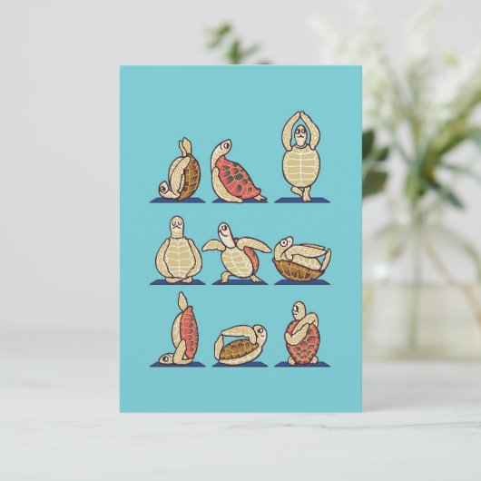 Turtle Lover Green Sea Turtle Yoga サンキューカード (スタンド正面)