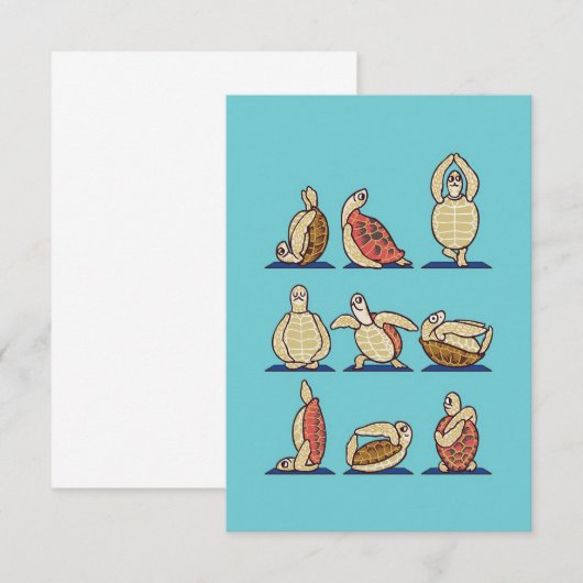 Turtle Lover Green Sea Turtle Yoga サンキューカード (正面/裏面)