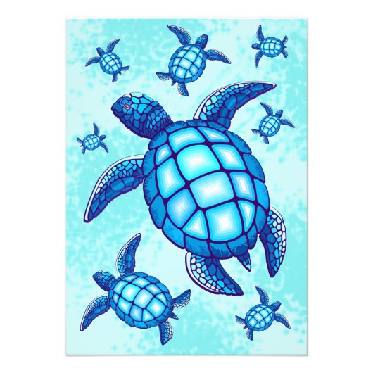Turtle Lover Sea Turtles Crystal Water フォトプリント (正面)