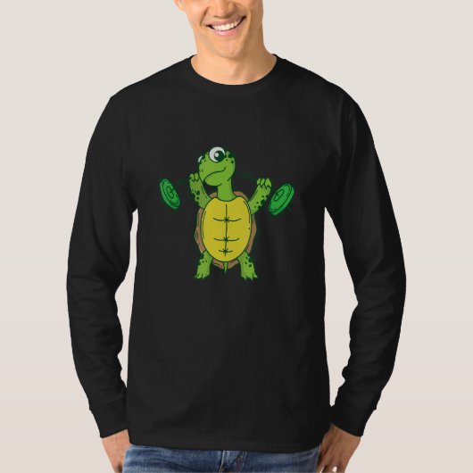 Turtle loves Fitness and lifting Weights Tシャツ (正面)