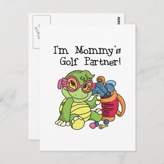 Turtle MommyのゴルフパートナーTシャツとギフト ポストカード (正面/裏面)